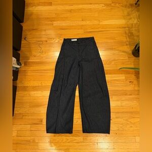 Zara Navy Wide-Leg Trousers